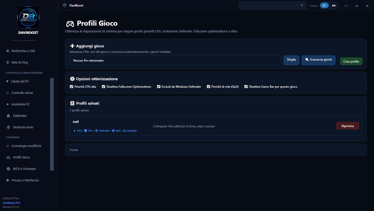 Profili Gioco DaviBoost